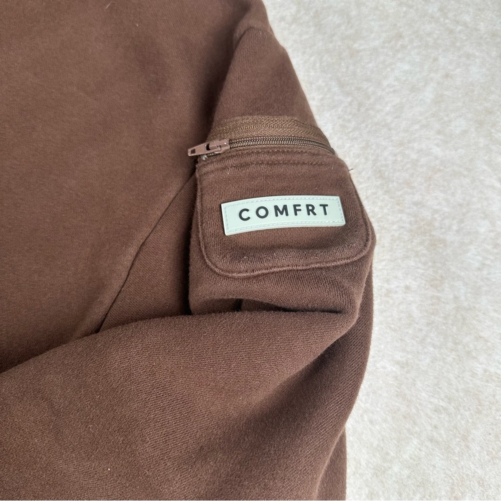 Comfrt Good Days Ahead Fleece Hoodie Soft Medium Unisex Brown - Picture 4 of 10
